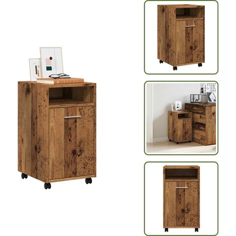 vidaXL Armoire avec roues vieux bois 33x38x60 cm bois d'ingénierie