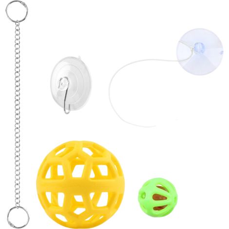 Lot de 2 Balle d'Alimentation Interactive Ventouse Jaune, Jouet pour Dragon Barbu Lézard Gecko et Petit Animal, Distributeur Friandise Reptile (1/5)