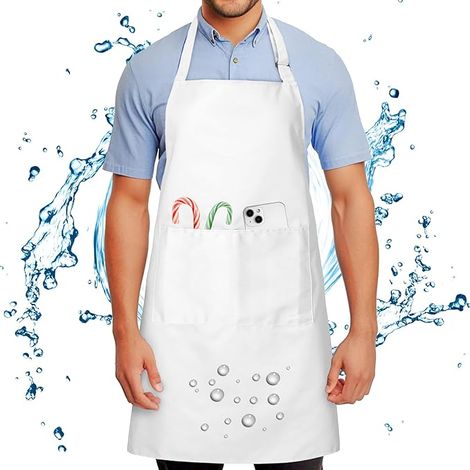 Tablier de cuisine imperméable 80 x 70 cm blanc