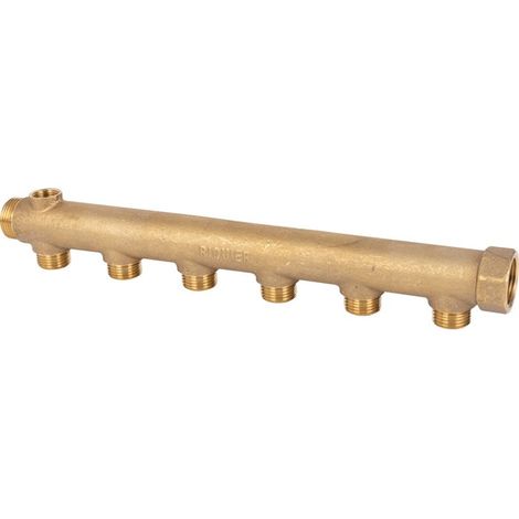 Collecteur 6 sorties - MF 3/4' - M 1/2' - Avec prise de purge F 3/8' - Riquier