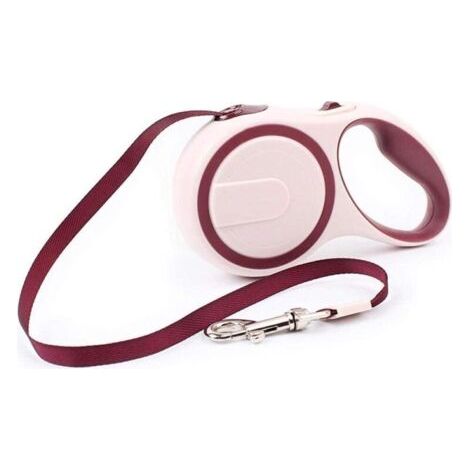 Laisse rétractable pour chien de 5 m en nylon, automatique et réglable, avec rallonge pour l'entraînement à la marche, rouge. (1/4)