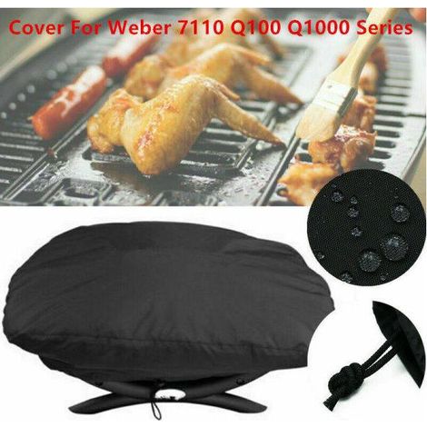 210D-Abdeckung für Weber Q1200 und Q1000 Gasgrills, kompatibel mit den Modellen Q1200, Q1400, Q1000, Q100, Q120 Baby Q, UV-beständig (1/3)