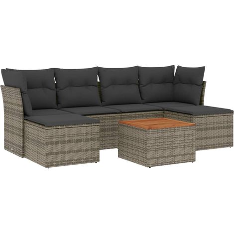 Maison Exclusive - 7-tlg. Garten-Sofagarnitur mit Kissen Grau Pol