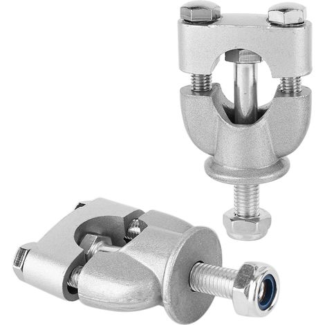 7/8" (22 mm) silberne Lenkerhalterung, Lenkererhöhungs-Montagesatz für ATV und Motorrad, Paar Montageklemmen (1/5)