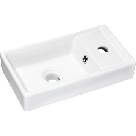 Lavabo da incasso CITY 40 cm compatto in ceramica bianco lucido design morbido