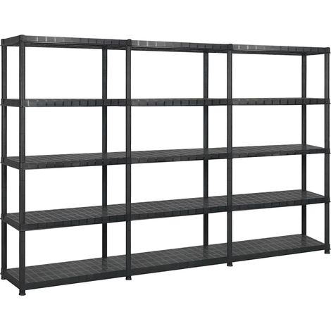 vidaXL Estanterías de almacenaje 5 niveles plástico negro 255x40x185cm (1/5)