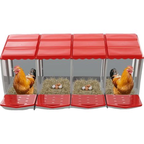 Nido per galline, 4 scomparti, materiale PP, autoportante e a parete, 121,151,546,5 cm, facile da montare. (1/5)