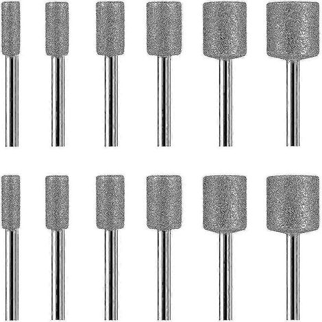 Lot de 12 fraises diamantées compatibles avec les outils rotatifs Dremel pour la pierre, les roches et la céramique. (1/3)
