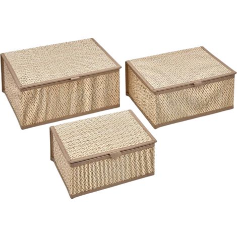 Lot de 3 Boîtes en Bambou "Stemy" 32cm Beige (1/3)