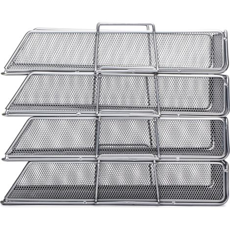 Corbeille Courrier - Maille Métal - Superposable - Bureau École Maison - 34 x 28 x 8 cm - Lot de 4 (1/5)