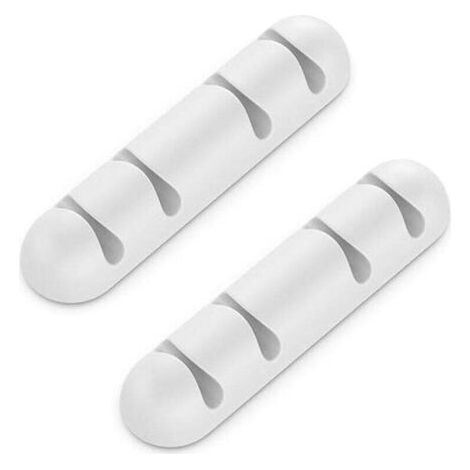 2x Supports de Câbles Clips de Câbles Chacun pour 4 Câbles Gestion des Câbles Organisateur pour la Maison Bureau Bande Adhésive Robuste Blanc (1/3)