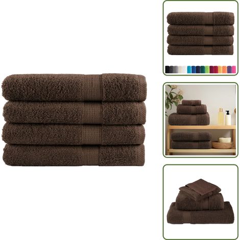 Premium-Handtücher SOLUND 4 Stk. Braun 100x200 cm 600 g/m² - Baumwolle - Handtücher - Badezimmertextilien - Braune Handtücher - Waschechte Handtücher (1/5)