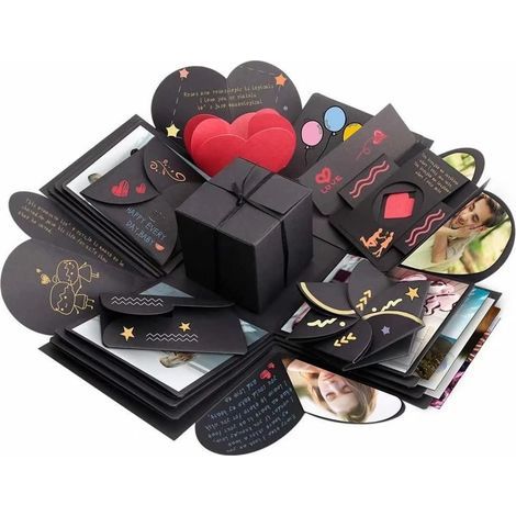 Überraschungs-Fotobox – DIY-Explosionsbox mit Fotofächern und integrierter Geschenkbox – Ideal für Geburtstage, Muttertag und Valentinstag – 1 Stück (1/5)