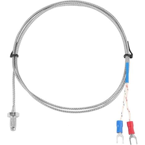 Sonde de thermocouple, M6 K Type Acier inoxydable résistant aux hautes températures Thermocouple Capteur de température Vis à fil à filetage fin (0-400℃)(1M) (1/5)