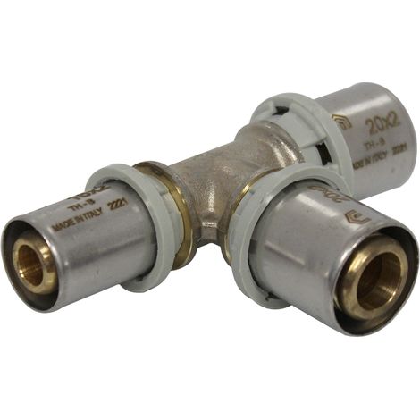 Raccord multicouche à sertir TH - Té inégal Ø20x2,0 - Ø20x2,0 - Ø16x2,0 - Arcanaute (1/5)