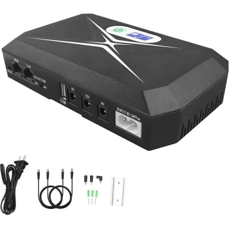 Mini UPS Alimentation sans interruption pour routeur, modem, appareil photo avec entrée CA sortie USB 5 V CC 5 V 9 V 12 V 2 A (36 W) (1/5)