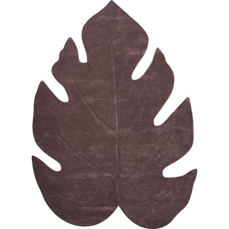 Alfombra decorativa de lana con forma de hoja tejida a mano 160 x 230 cm marrón oscuro Nainital