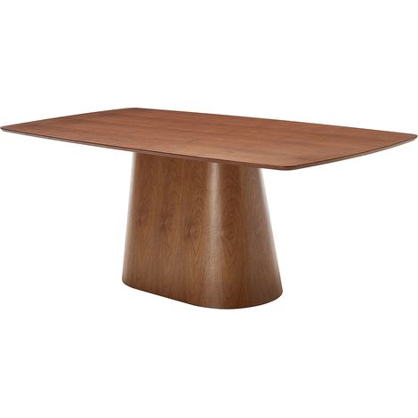 Table à manger 8 personnes placage noyer - Naturel foncé - NIRASAKI (1/5)