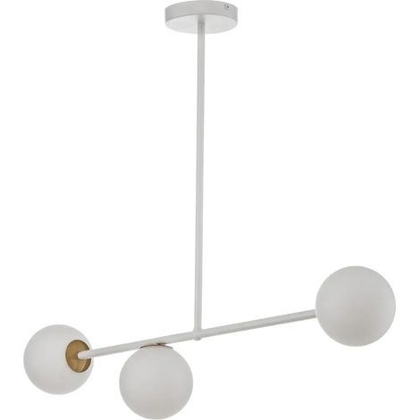 [NEUWERTIG] B-Ware Pendelleuchte Gama 3 Hängeleuchte Lampe Weiß 3 Flammig Glas Stahl Gold G9 Led