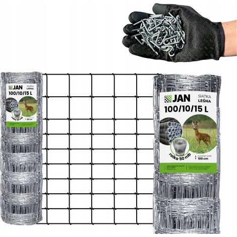 Grillage pour clôture forestière hauteur 100/10/15 L 50 m mètre gratuit pour poules Lièvres