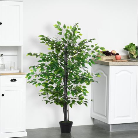 Albero artificiale decorativo banyan 145 cm, 756 foglie, vaso nero (1/5)