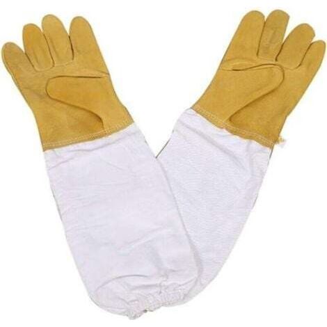Gants d’apiculture en peau de mouton jaune – manches longues, résistants et confortables – idéaux pour débutants (1/5)