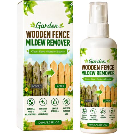Le spray anti-moisissures pour bois (100 ml) nettoie les taches de moisissure et de saleté sur les rampes de patio, les crevasses de terrasse et les surfaces des meubles de patio. (1/5)