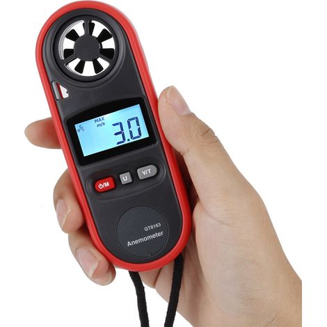 GT8163 Anémomètre numérique portable LCD GT8163, indicateur de vitesse du vent, thermomètre numérique du vent (1/5)