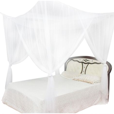 4-Eck-Himmelbett mit Moskitonetz, passend für Doppelbetten, Queensize-Betten und Kingsize-Betten (weiß) (1/5)
