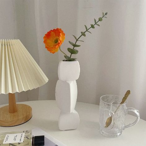 Ornement en céramique simple et créatif, vase de décoration intérieure de style nordique, petite racine de lotus blanche. (1/4)