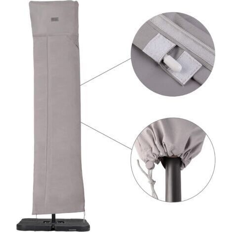Housse de Protection pour Parasol,(résistante aux UV et à la poussière et à l'eau, résistante aux intempéries, résistante aux déchirures),Gris clair (1/5)