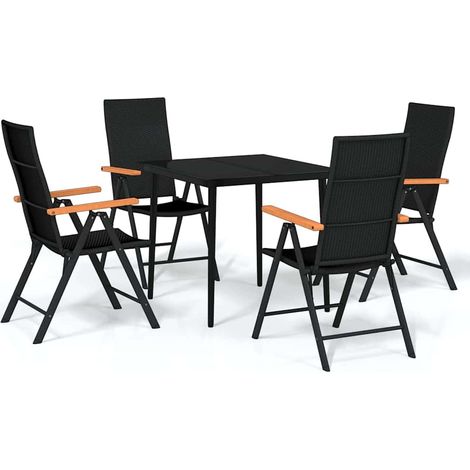 Maison Exclusive - 5-tlg. Garten-Essgruppe Schwarz (1/5)