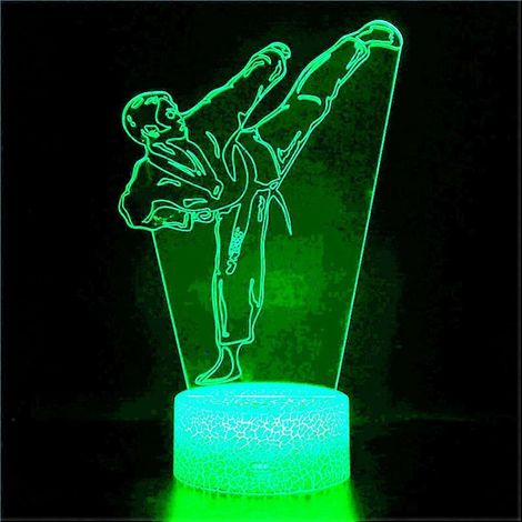 XYC 3D Taekwondo Karate optische Illusion Tisch-/Schreibtischlampe, 7 wechselnde Farben, LED, Dekoration für Weihnachten, Zuhause, Geburtstag oder Kinder. (1/4)