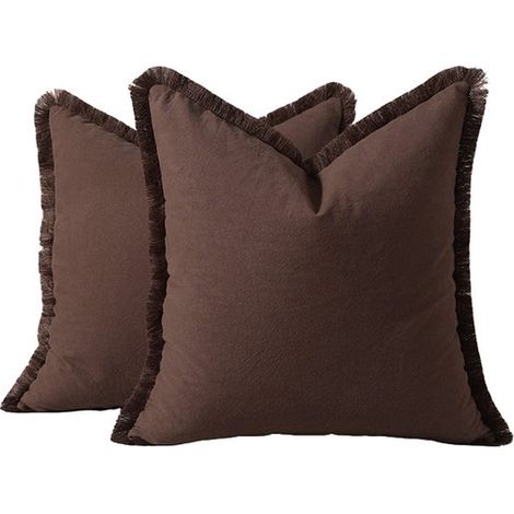 Coussin 2 pièces - Coussin Canapé - Coussin décoratif avec tassels - 45x45 cm - Coussin en coton lavé - Coussin intérieur non (1/5)