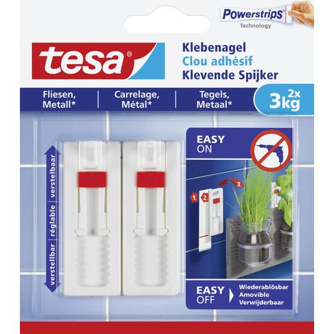 tesa Klebenagel Traglast 3 kg, 2 Stück Haken, Ösen & Nieten