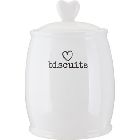 Interiors By Premier Chic Design White Dolomite Biscuit Canister, Functional Design Canister, Durable Canister For Ingredients (1/4)