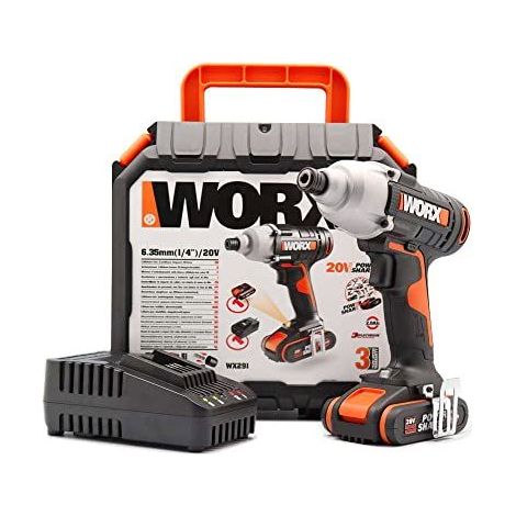 WORX - Visseuse à chocs sans fil 20V-2Ah- WX291 - 170 Nm - 6,35 mm HEX (Livrée avec batterie et chargeur,