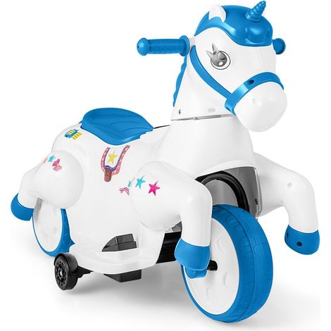 Moto electrica infantil con musica y musica led y amplificador moto electrica con ruedines para ninos a partir de 3 anos azul