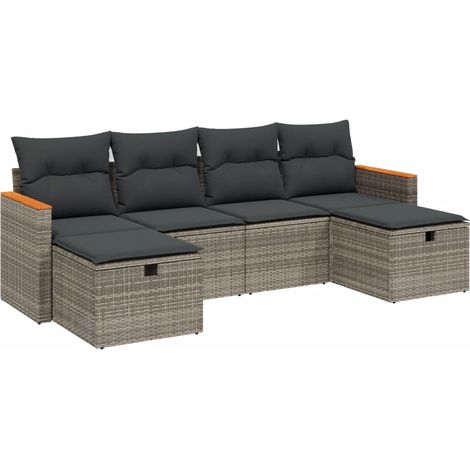 Maison Exclusive - 6-tlg. Garten-Sofagarnitur mit Kissen Grau Pol