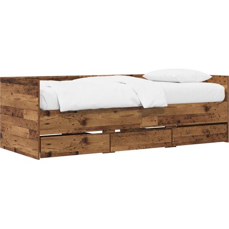 Bed Frame with Storage Old Wood 80 x 200 cm Engineered Wood vidaXL