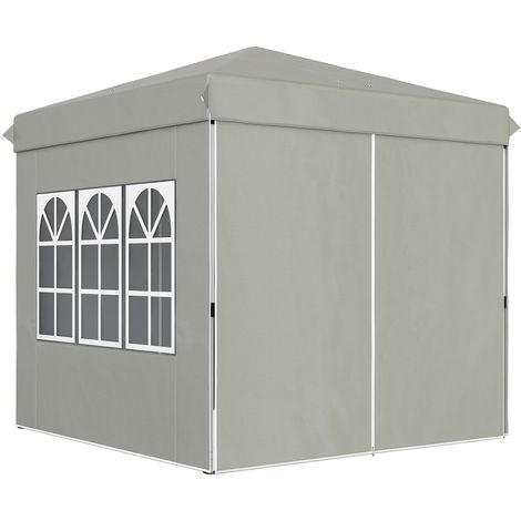 Pavillon 2,5x2,5m, wasserabweisend Stabil Winterfest Pop-up Faltpavillon, UV Schutz 50+, Faltbar Partyzelt Gartenzelt mit 4 Seitenteilen Tasche Gartenpavillon für Camping Garten, Hellgrau