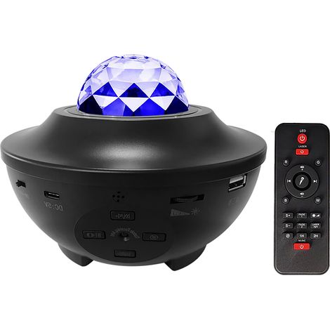 Sternenprojektor-LED-Nachtlampe mit Fernbedienung, romantischem Sternenlicht, 3 Helligkeitsstufen und 10 Beleuchtungsmodi, unterstützt USB-Stick/Kartenleser/Bluetooth-Musikplayer/Timerfunktion (1/5)