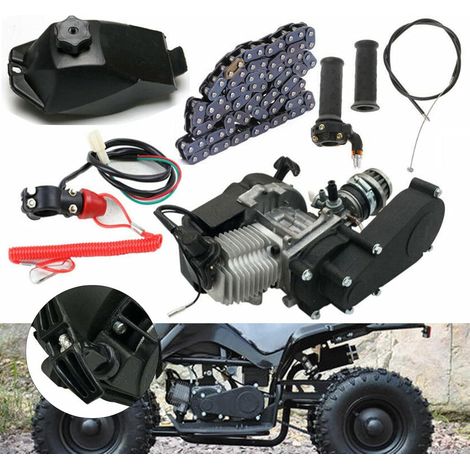 Moteur Pocket Bike 49cc avec carburateur - Moteur Quad 50cc 2 Temps, Mini moteur Cross ATV Dirt Bike - Démarrage par Câble - Cylindre Unique