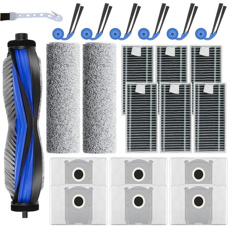Kit de accesorios de 22 piezas para Ecovacs Deebot X9 Pro Omni: 1 cepillo principal, 2 rodillos de limpieza, 6 bolsas para polvo, 6 filtros y 6 cepillos laterales. (1/5)