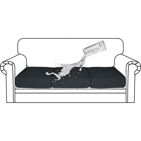 Stretch Sofa Cushion Cover, Furniture Protective Cover, Sofa Seat Cover, Sofa Cover, Dustproof Furniture Protector (3 Pieces, 1 Seater, Dark Grey) (1/5)