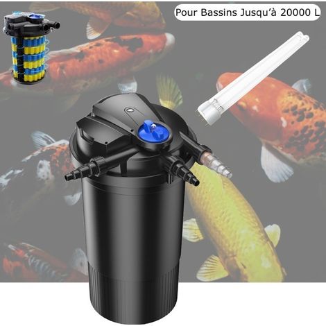 Filtre Bassin De Jardin Sous Pression, UV 18W+ 1 ampoule UV de rechange , Max 20000L, Modèle Premium (1/5)