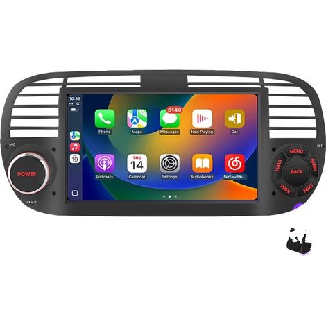 Autoradio, fonctionnalités multimédias avancées, système de navigation, compatible avec FIAT 500 / 500C Abarth 2007-2015, WIFI (2G 64G) BC (1/2)