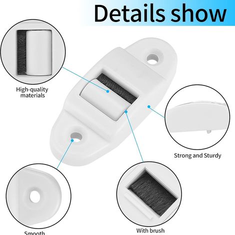 8 stores enrouleurs avec rails de guidage, joints à brosse, roulettes de guidage, sangles, rainures de guidage et accessoires de réparation.
