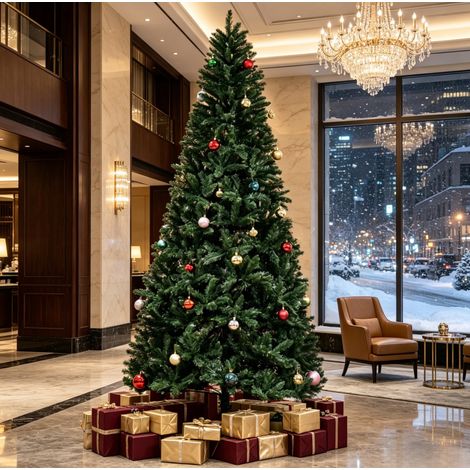 Albero di Natale artificiale Nordmann 240 cm, 1499 rami, PVC e metallo, verde OKWISH (1/5)