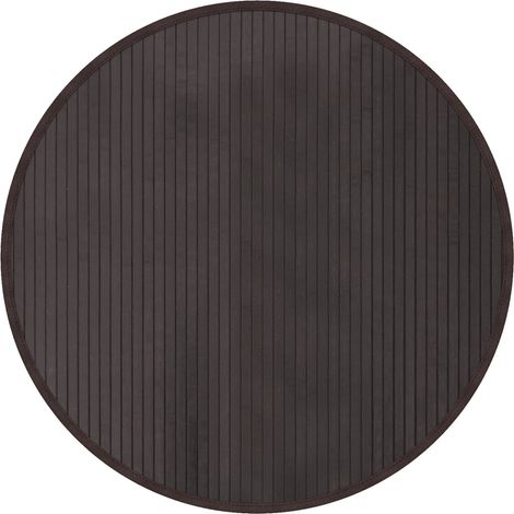 Tapis rond marron foncé 80 cm bambou (1/5)